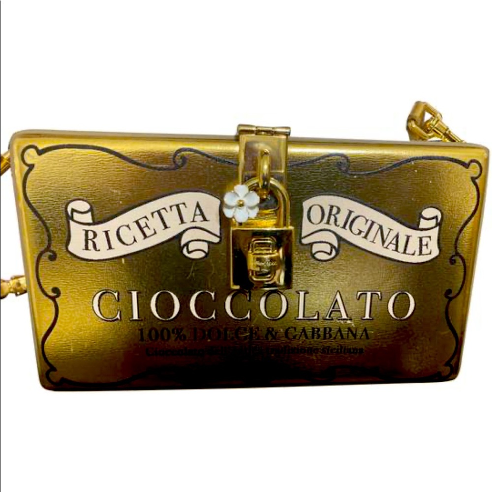 DOLCE & GABBANA brand new with tags, BOX bag purse.Gold with CIOCCOLATO
